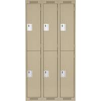 Clean Line Lockers, 2 -tier, Bank of 3, 36" x 18" x 72", Steel, Beige, Rivet (Assembled) Air Extreme Inc.