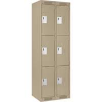 Clean Line Lockers, 3 -tier, Bank of 2, 24" x 18" x 72", Steel, Beige, Rivet (Assembled) Air Extreme Inc.