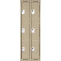 Clean Line Lockers, 3 -tier, Bank of 2, 24" x 18" x 72", Steel, Beige, Rivet (Assembled) Air Extreme Inc.