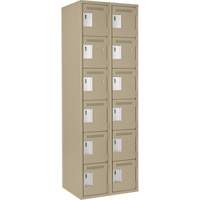 Clean Line Lockerette, 6 -tier, Bank of 2, 24" x 18" x 72", Steel, Beige, Rivet (Assembled) Air Extreme Inc.