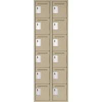Clean Line Lockerette, 6 -tier, Bank of 2, 24" x 18" x 72", Steel, Beige, Rivet (Assembled) Air Extreme Inc.
