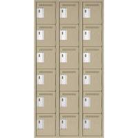 Clean Line Lockerette, 6 -tier, Bank of 3, 36" x 18" x 72", Steel, Beige, Rivet (Assembled) Air Extreme Inc.