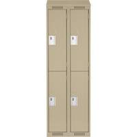 Casiers Clean Line, 2 niveaux, Bloc de 2, 24" x 18" x 78", Acier, Beige, Rivet (assembl&eacute;) Air Extreme Inc.