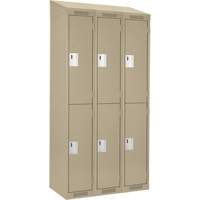 Clean Line Lockers, 2 -tier, Bank of 3, 36" x 18" x 78", Steel, Beige, Rivet (Assembled) Air Extreme Inc.