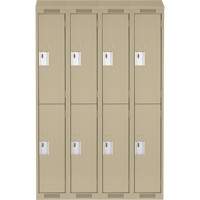 Clean Line Lockers, 2 -tier, Bank of 4, 48" x 18" x 78", Steel, Beige, Rivet (Assembled) Air Extreme Inc.
