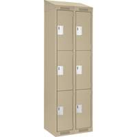 Clean Line Lockers, 3 -tier, Bank of 2, 24" x 18" x 78", Steel, Beige, Rivet (Assembled) Air Extreme Inc.