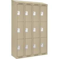 Clean Line Lockers, 3 -tier, Bank of 4, 48" x 18" x 78", Steel, Beige, Rivet (Assembled) Air Extreme Inc.