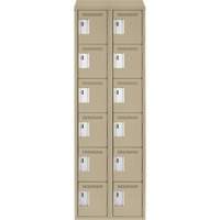 Clean Line Lockerette, 6 -tier, Bank of 2, 24" x 18" x 78", Steel, Beige, Rivet (Assembled) Air Extreme Inc.