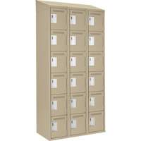Clean Line Lockerette, 6 -tier, Bank of 3, 36" x 18" x 78", Steel, Beige, Rivet (Assembled) Air Extreme Inc.