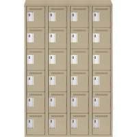 Clean Line Lockerette, 6 -tier, Bank of 4, 48" x 18" x 78", Steel, Beige, Rivet (Assembled) Air Extreme Inc.