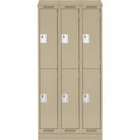 Clean Line Lockers, 2 -tier, Bank of 3, 36" x 18" x 82", Steel, Beige, Rivet (Assembled) Air Extreme Inc.