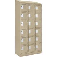 Clean Line Lockerette , 6 -tier, Bank of 3, 36" x 18" x 82", Steel, Beige, Rivet (Assembled) Air Extreme Inc.