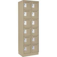 Clean Line Lockerette, 6 -tier, Bank of 2, 24" x 18" x 76", Steel, Beige, Rivet (Assembled) Air Extreme Inc.