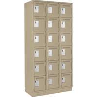Clean Line Lockerette, 6 -tier, Bank of 3, 36" x 18" x 76", Steel, Beige, Rivet (Assembled) Air Extreme Inc.