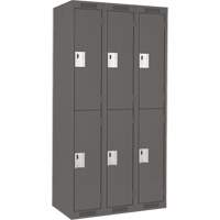 Clean Line Lockers, 2 -tier, Bank of 3, 36" x 18" x 72", Steel, Charcoal, Rivet (Assembled) Air Extreme Inc.