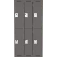 Clean Line Lockers, 2 -tier, Bank of 3, 36" x 18" x 72", Steel, Charcoal, Rivet (Assembled) Air Extreme Inc.