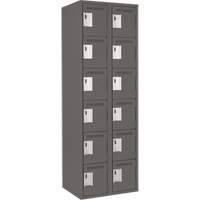 Clean Line Lockerette, 6 -tier, Bank of 2, 24" x 18" x 72", Steel, Charcoal, Rivet (Assembled) Air Extreme Inc.