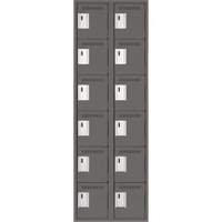 Clean Line Lockerette, 6 -tier, Bank of 2, 24" x 18" x 72", Steel, Charcoal, Rivet (Assembled) Air Extreme Inc.