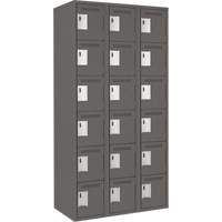 Clean Line Lockerette, 6 -tier, Bank of 3, 36" x 18" x 72", Steel, Charcoal, Rivet (Assembled) Air Extreme Inc.