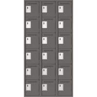Clean Line Lockerette, 6 -tier, Bank of 3, 36" x 18" x 72", Steel, Charcoal, Rivet (Assembled) Air Extreme Inc.
