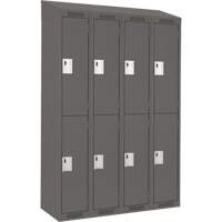 Clean Line Lockers, 2 -tier, Bank of 4, 48" x 18" x 78", Steel, Charcoal, Rivet (Assembled) Air Extreme Inc.