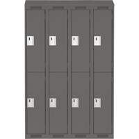 Clean Line Lockers, 2 -tier, Bank of 4, 48" x 18" x 78", Steel, Charcoal, Rivet (Assembled) Air Extreme Inc.