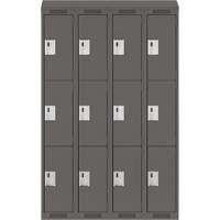 Clean Line Lockers, 3 -tier, Bank of 4, 48" x 18" x 78", Steel, Charcoal, Rivet (Assembled) Air Extreme Inc.
