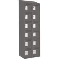 Clean Line Lockerette, 6 -tier, Bank of 2, 24" x 18" x 78", Steel, Charcoal, Rivet (Assembled) Air Extreme Inc.