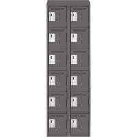 Clean Line Lockerette, 6 -tier, Bank of 2, 24" x 18" x 78", Steel, Charcoal, Rivet (Assembled) Air Extreme Inc.