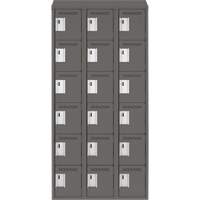 Clean Line Lockerette, 6 -tier, Bank of 3, 36" x 18" x 78", Steel, Charcoal, Rivet (Assembled) Air Extreme Inc.