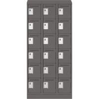 Clean Line Lockerette, 6 -tier, Bank of 3, 36" x 18" x 82", Steel, Charcoal, Rivet (Assembled) Air Extreme Inc.