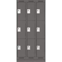 Clean Line Lockers, 3 -tier, Bank of 3, 36" x 18" x 76", Steel, Charcoal, Rivet (Assembled) Air Extreme Inc.