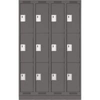 Clean Line Lockers, 3 -tier, Bank of 4, 48" x 18" x 76", Steel, Charcoal, Rivet (Assembled) Air Extreme Inc.