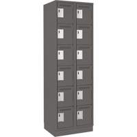 Clean Line Lockerette, 6 -tier, Bank of 2, 24" x 18" x 76", Steel, Charcoal, Rivet (Assembled) Air Extreme Inc.