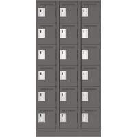 Clean Line Lockerette, 6 -tier, Bank of 3, 36" x 18" x 76", Steel, Charcoal, Rivet (Assembled) Air Extreme Inc.