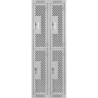 Clean Line Lockers, 2 -tier, Bank of 2, 24" x 12" x 72", Steel, Grey, Rivet (Assembled), Perforated Air Extreme Inc.