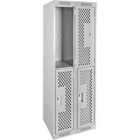 Clean Line Lockers, 2 -tier, Bank of 2, 24" x 12" x 72", Steel, Grey, Rivet (Assembled), Perforated Air Extreme Inc.