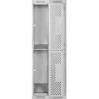 Clean Line Lockers, 2 -tier, Bank of 2, 24" x 12" x 72", Steel, Grey, Rivet (Assembled), Perforated Air Extreme Inc.