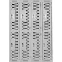 Clean Line Lockers, 2 -tier, Bank of 4, 48" x 12" x 72", Steel, Grey, Rivet (Assembled), Perforated Air Extreme Inc.