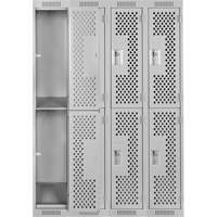 Clean Line Lockers, 2 -tier, Bank of 4, 48" x 12" x 72", Steel, Grey, Rivet (Assembled), Perforated Air Extreme Inc.