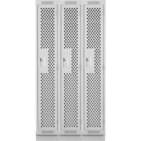 Clean Line Lockers, Bank of 3, 36" x 15" x 76", Steel, Grey, Rivet (Assembled), Perforated Air Extreme Inc.