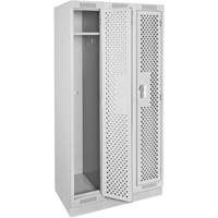 Clean Line Lockers, Bank of 3, 36" x 15" x 76", Steel, Grey, Rivet (Assembled), Perforated Air Extreme Inc.