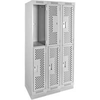 Clean Line Lockers, 2 -tier, Bank of 3, 36" x 15" x 76", Steel, Grey, Rivet (Assembled), Perforated Air Extreme Inc.