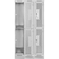 Clean Line Lockers, 2 -tier, Bank of 3, 36" x 15" x 76", Steel, Grey, Rivet (Assembled), Perforated Air Extreme Inc.