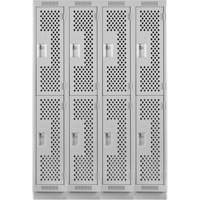 Clean Line Lockers, 2 -tier, Bank of 4, 48" x 15" x 76", Steel, Grey, Rivet (Assembled), Perforated Air Extreme Inc.