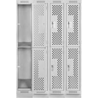 Clean Line Lockers, 2 -tier, Bank of 4, 48" x 15" x 76", Steel, Grey, Rivet (Assembled), Perforated Air Extreme Inc.