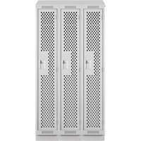 Clean Line Lockers, Bank of 3, 36" x 15" x 82", Steel, Grey, Rivet (Assembled), Perforated Air Extreme Inc.