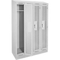 Clean Line Lockers, Bank of 4, 48" x 15" x 82", Steel, Grey, Rivet (Assembled), Perforated Air Extreme Inc.