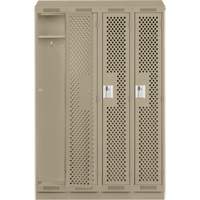 Clean Line Lockers, Bank of 4, 48" x 15" x 82", Steel, Grey, Rivet (Assembled), Perforated Air Extreme Inc.