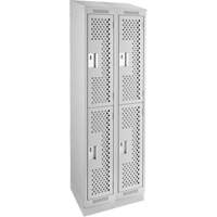 Clean Line Lockers, 2 -tier, Bank of 2, 24" x 18" x 82", Steel, Grey, Rivet (Assembled), Perforated Air Extreme Inc.